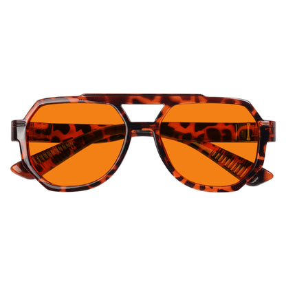 Gafas de piloto sin metal naranja con bloqueo del 100% de la luz azul NR2309-B98