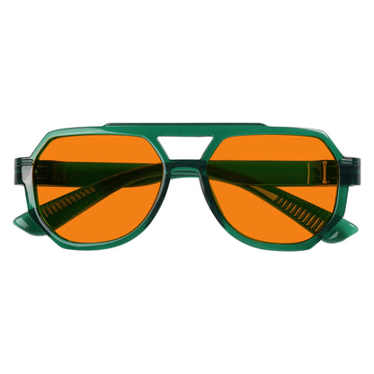 Gafas de piloto sin metal naranja con bloqueo del 100% de la luz azul NR2309-B98