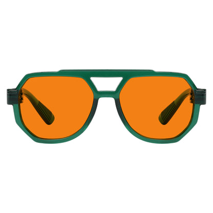 Gafas de piloto sin metal naranja con bloqueo del 100% de la luz azul NR2309-B98