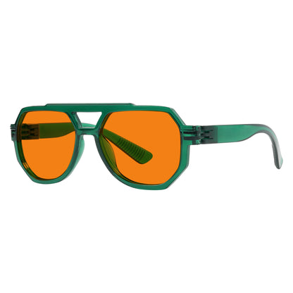 Gafas de piloto sin metal naranja con bloqueo del 100% de la luz azul NR2309-B98