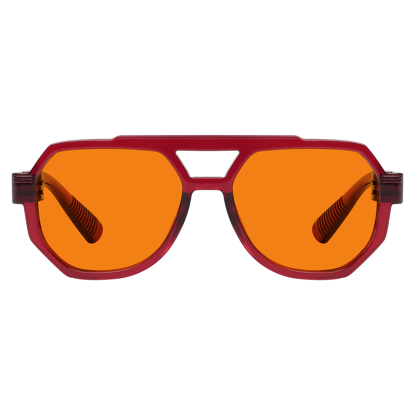 Gafas de piloto sin metal naranja con bloqueo del 100% de la luz azul NR2309-B98