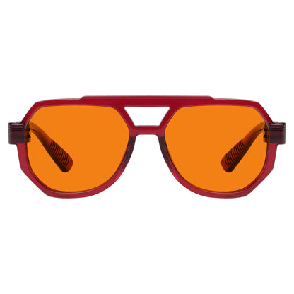 Gafas de piloto sin metal naranja con bloqueo del 100% de la luz azul NR2309-B98