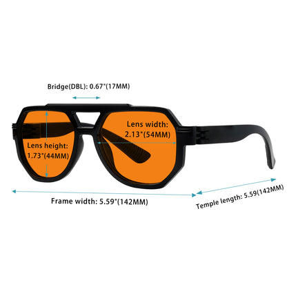 Gafas de piloto sin metal naranja con bloqueo del 100% de la luz azul NR2309-B98