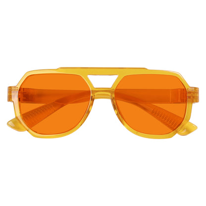 Gafas de piloto sin metal naranja con bloqueo del 100% de la luz azul NR2309-B98