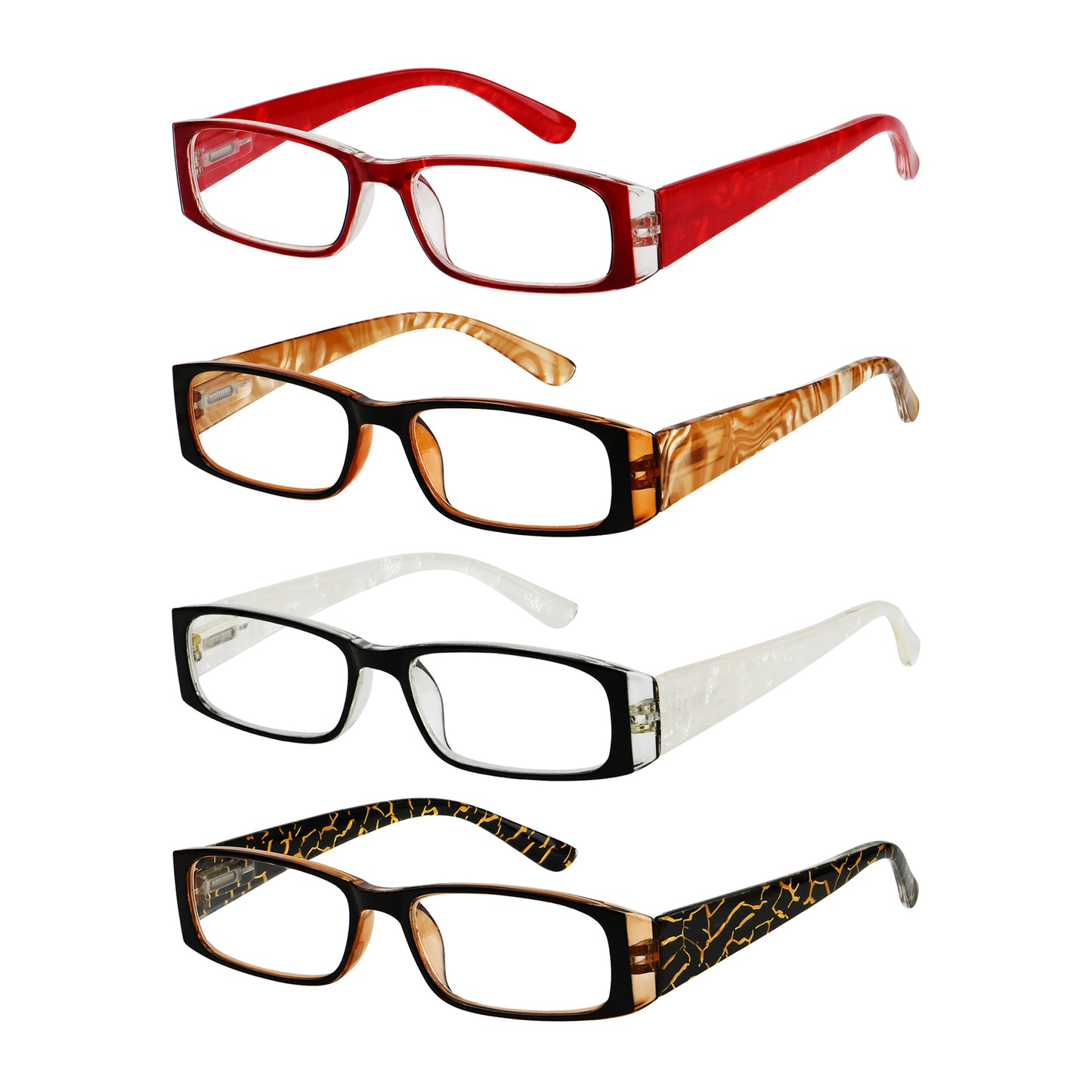 4 Pack Marble Pattern Arms Reading Glasses R006-C6-C9