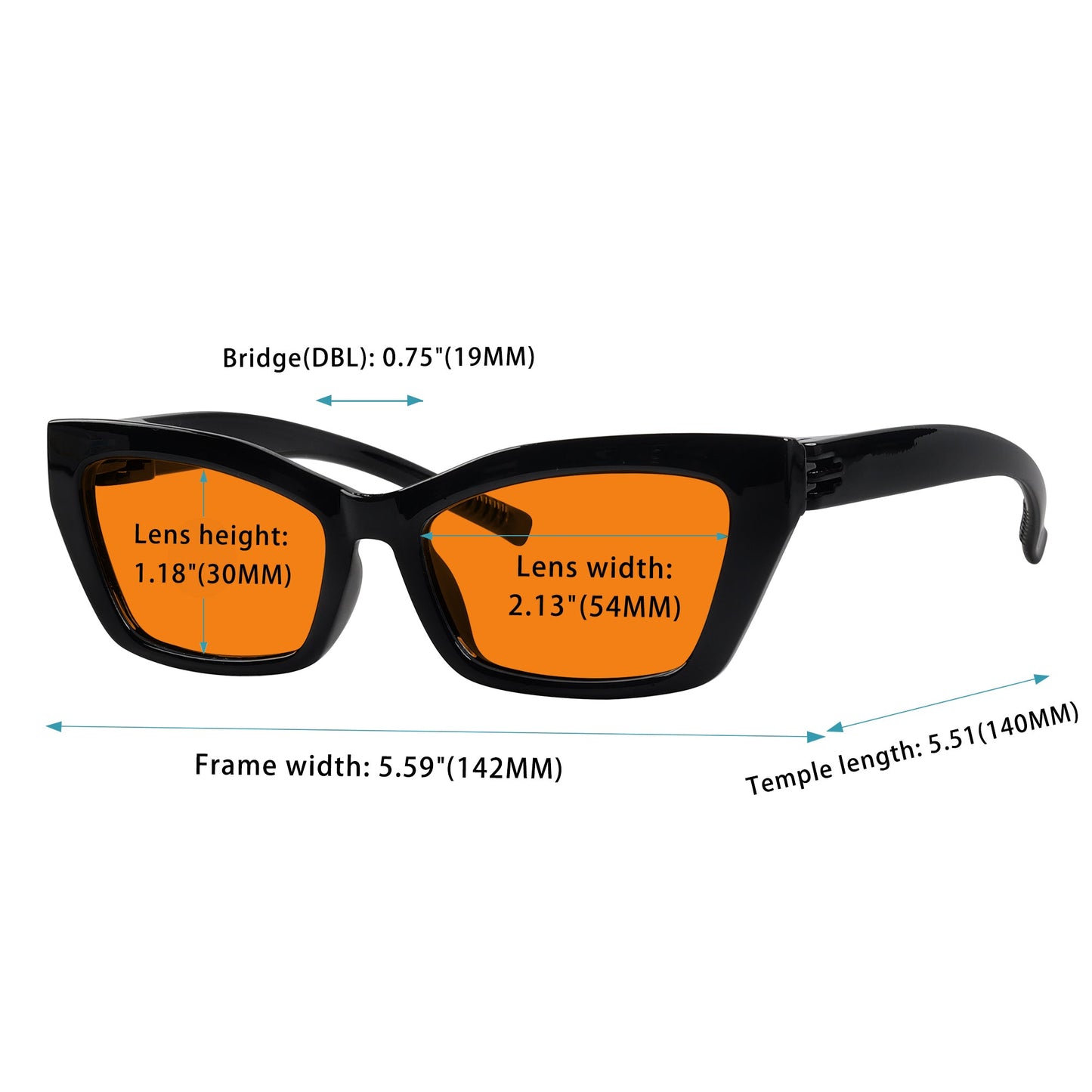 100% Blue Blocking Glasses Orange Lens Cat-eye Metalless Screwless R2516-B98