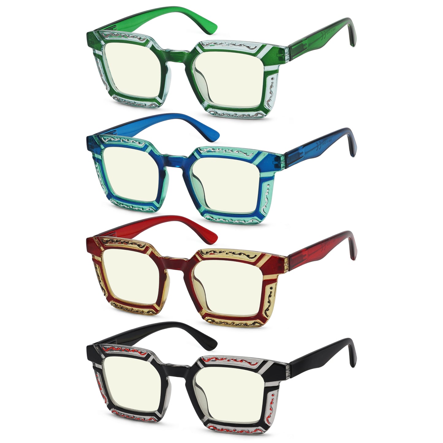 Pack de 4 Gafas de Lectura con Filtro Floral de Luz Azul UV2106