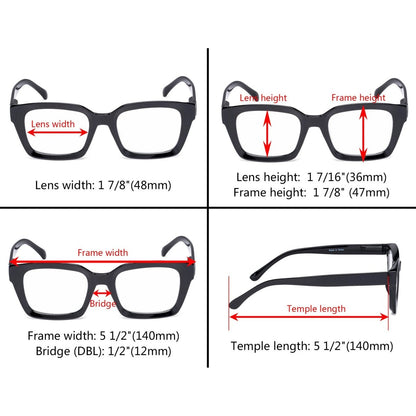 Fashionable Thicker Frame Reading Glasses Square Design R9106 - Aeyekeeper.com