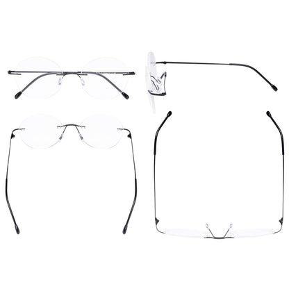 Stylish Round Frameless Reading Glasses Rimless Readers RWK9910