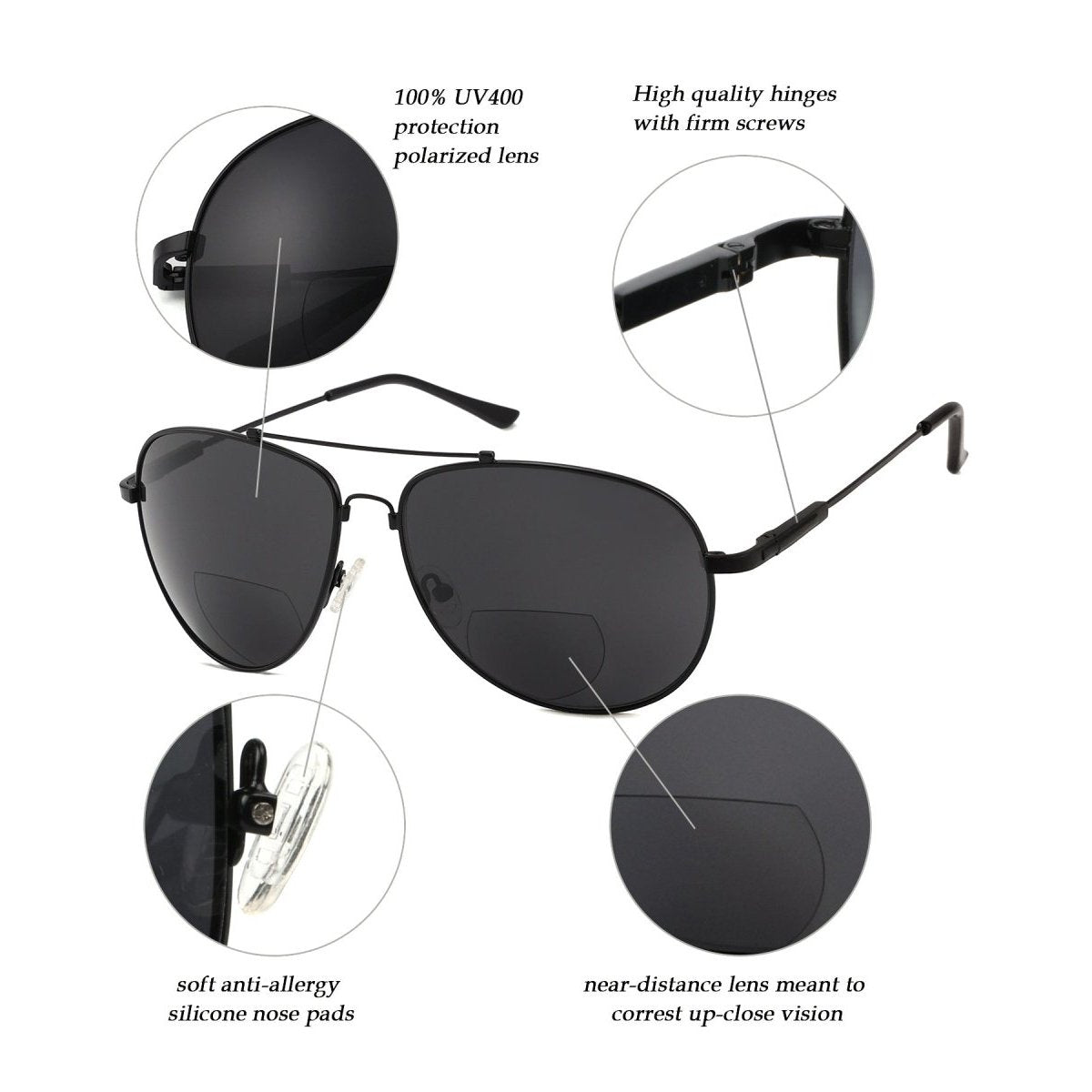 Pilot Style Polarized Bifocal Sunglasses PGSG1802eyekeeper.com