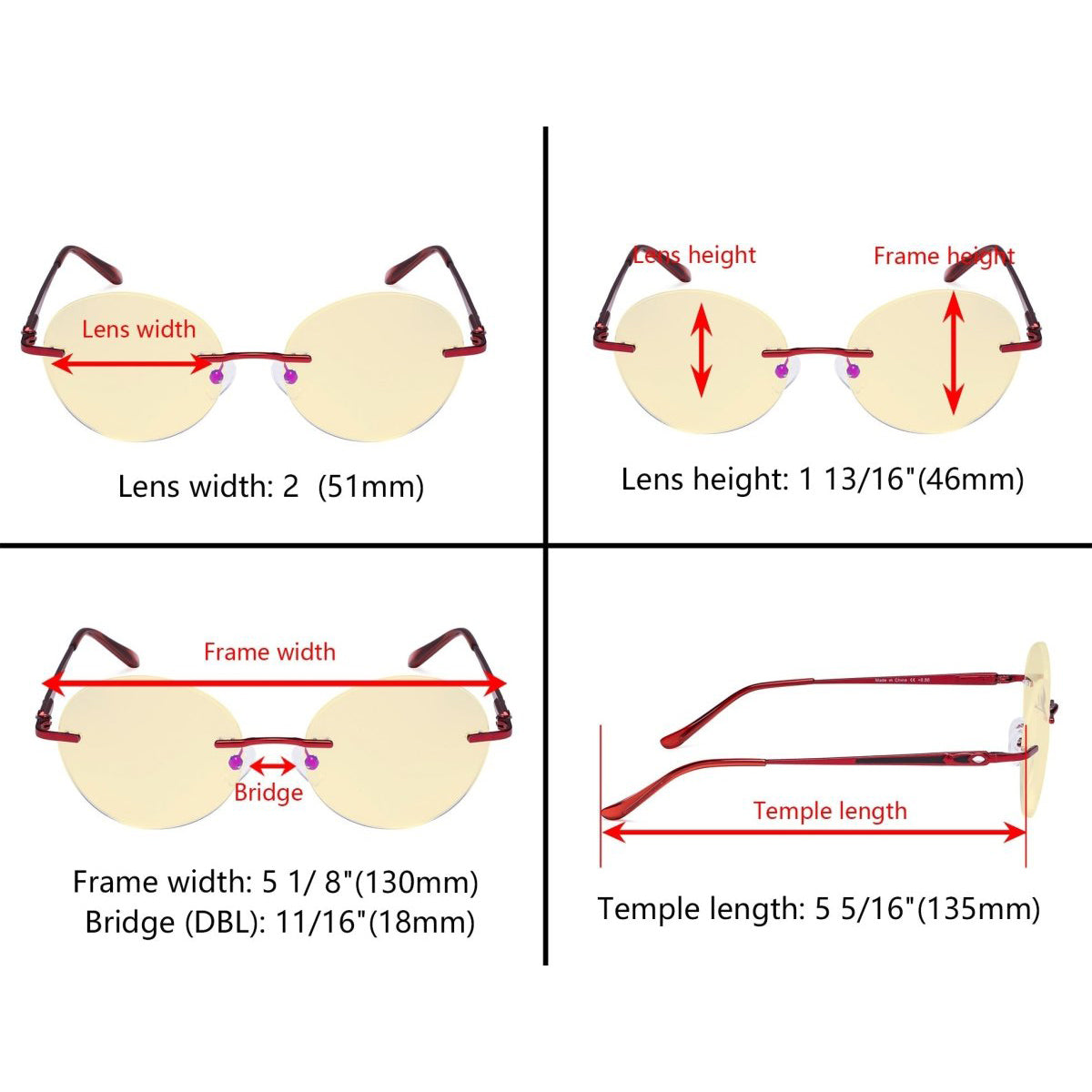 Gafas de lectura que bloquean la luz azul sin montura TMWK9910A