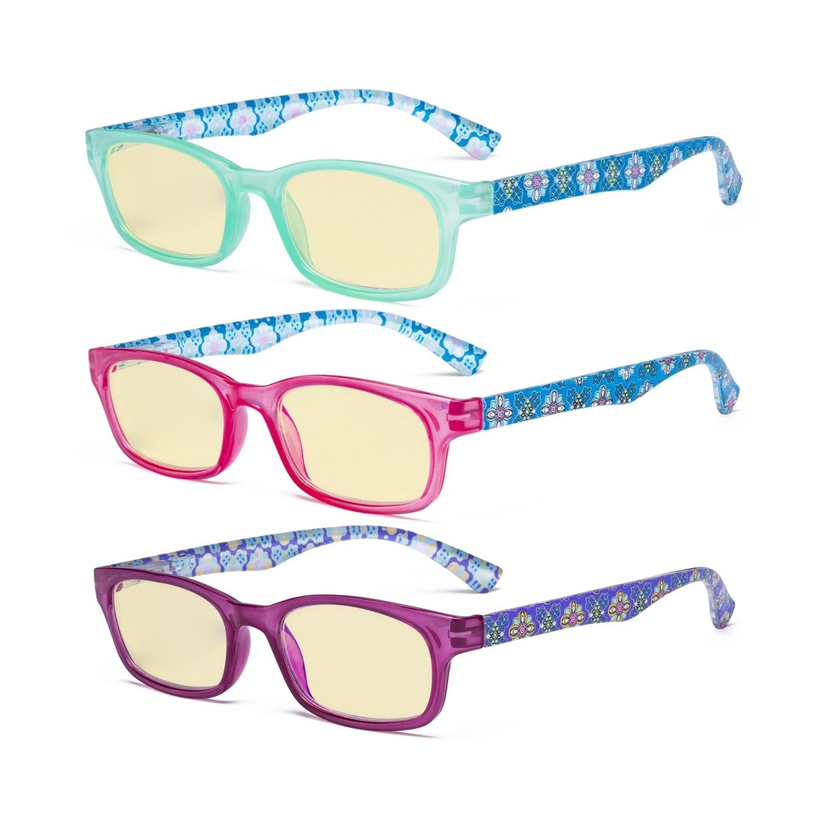 3 Pack Floral Print Blue Light Blocking Readers Women TM029eyekeeper.com