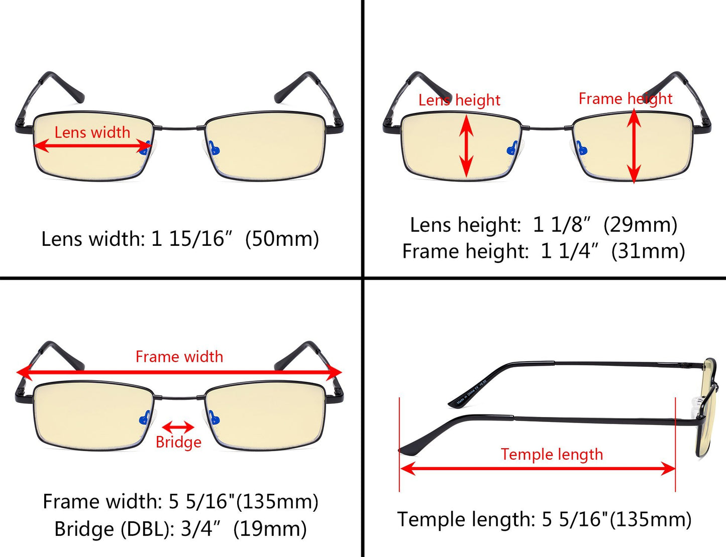 Blue Light Blocking Reading Glasses Dimension