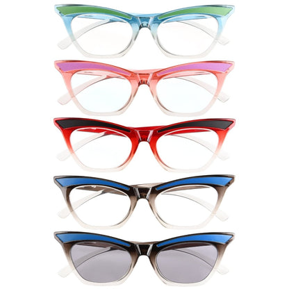 5 Pack Cute Cat Eye Reading Glasses for Women R2132