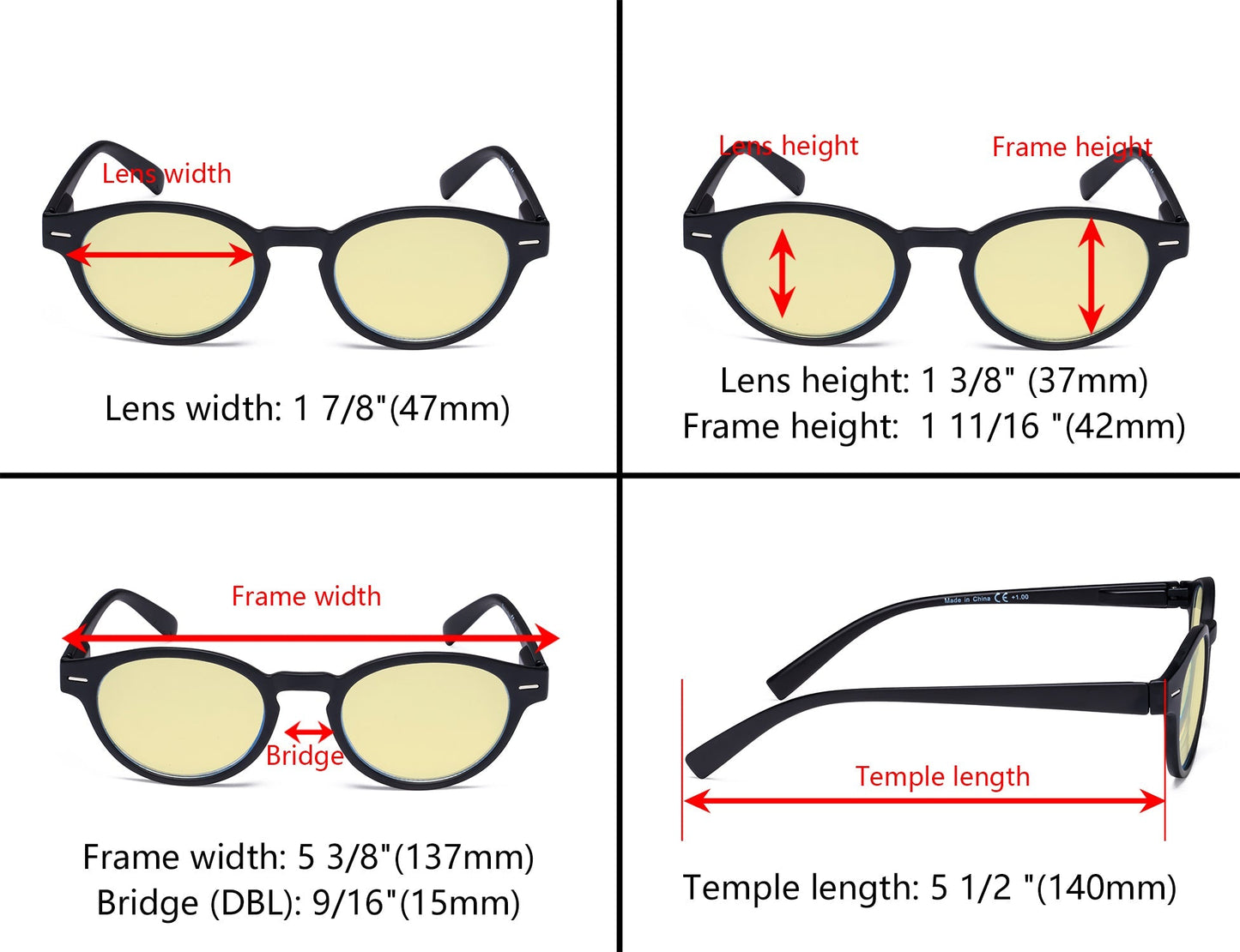 Computer Reading Glasses Dimension