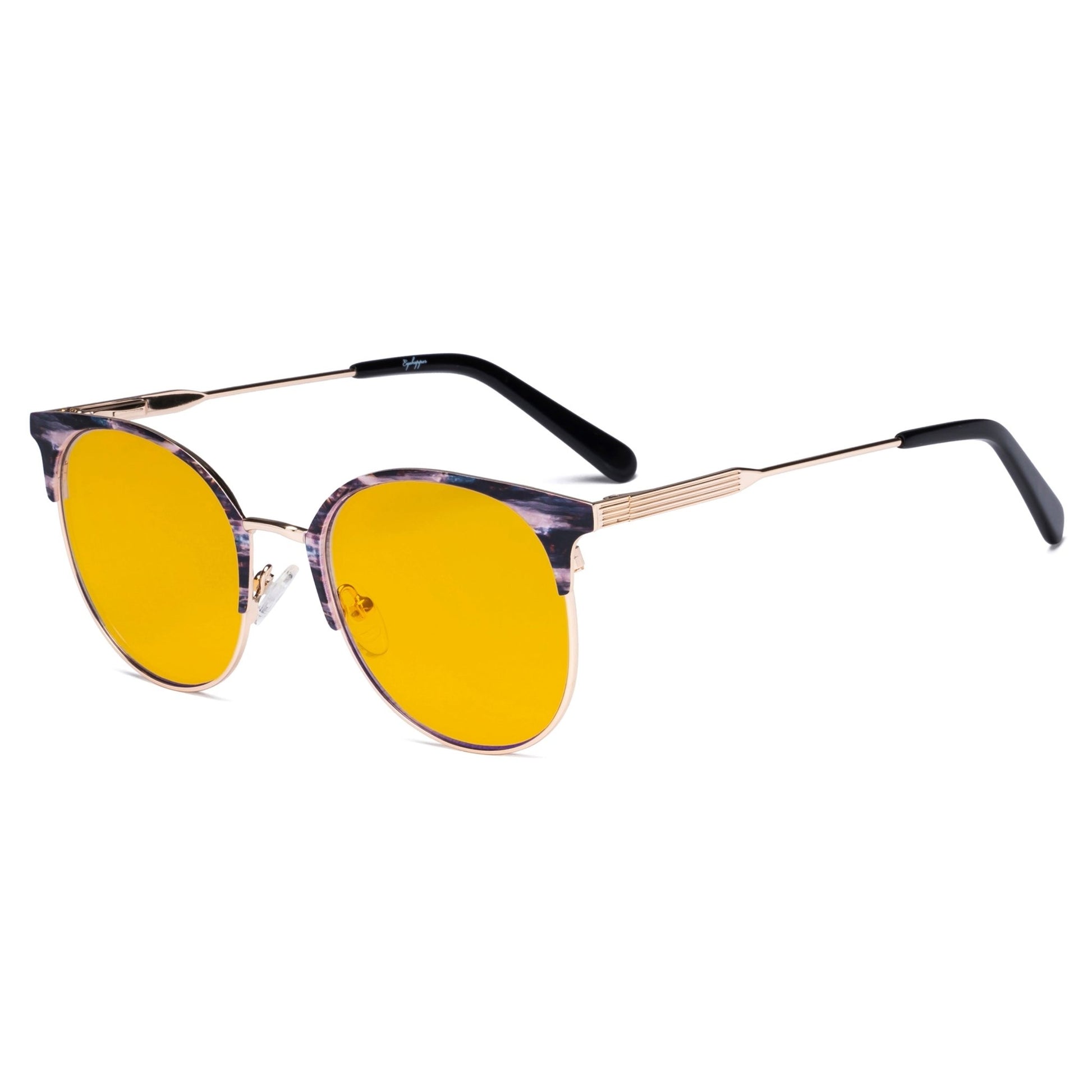 Blue Light Blocking Eyeglasses Gold/Black LX19001-BB90